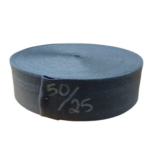 Elástico de poliéster negro 50 mm x 25 mts