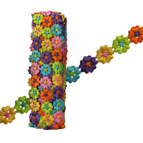 GALON DE FLORES Y MARGARITA DE COLORES X 15 YDS