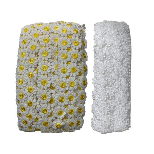 GALON MARGARITA CON CENTRO AMARILLO X 10 mts